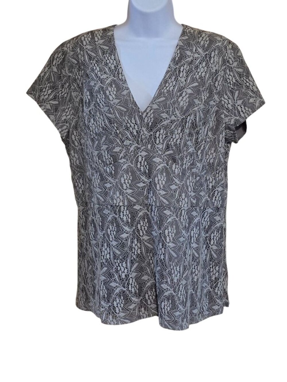Vintage Banana Republic Gray Lace Overlay Blouse Floral cottagecore fairycore